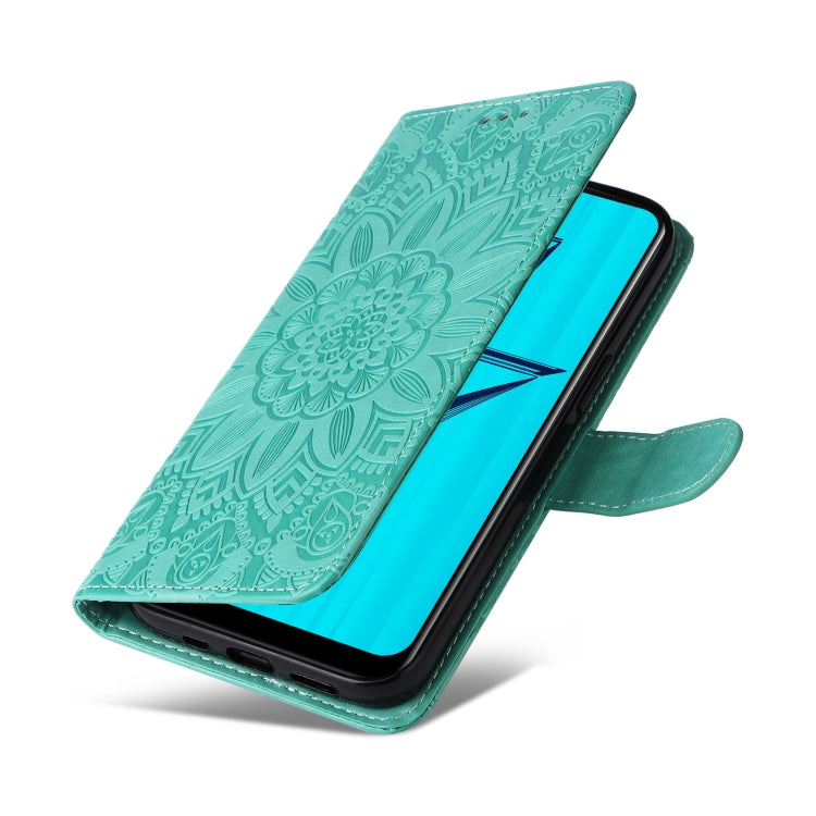 For OPPO A7 / A5s Embossed Sunflower Leather Phone Case