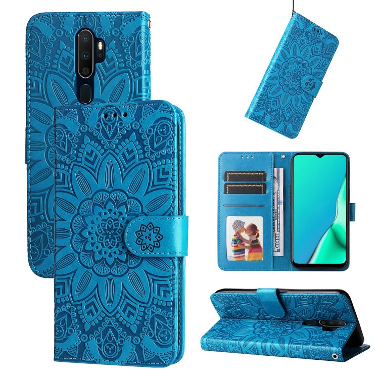 For OPPO A9 / A5 2020 Embossed Sunflower Leather Phone Case