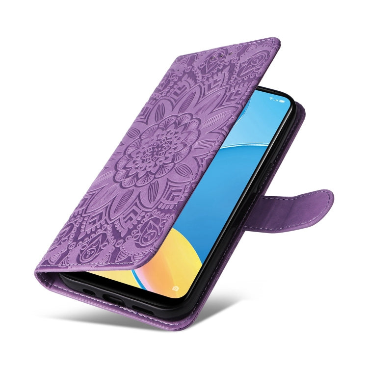 For OPPO A15 / A16K / A16e Embossed Sunflower Leather Phone Case