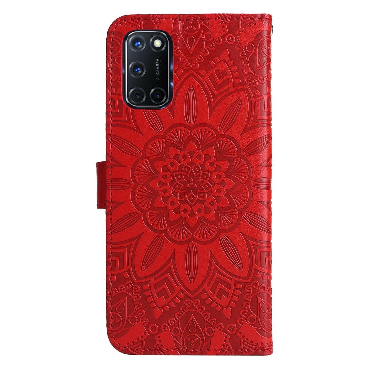 For OPPO A52 / A72 / A92 Embossed Sunflower Leather Phone Case