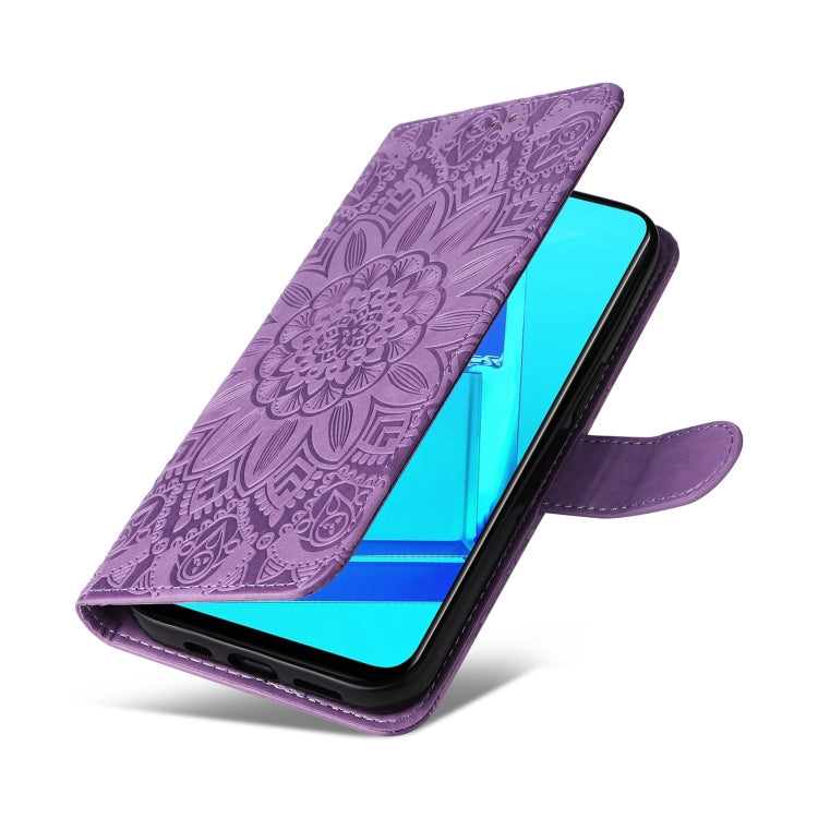For OPPO A52 / A72 / A92 Embossed Sunflower Leather Phone Case