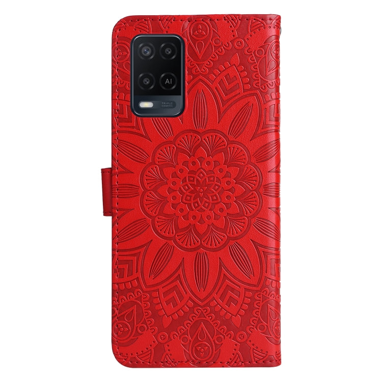 For OPPO A54 4G / A16 / A16s / A55 4G Embossed Sunflower Leather Phone Case