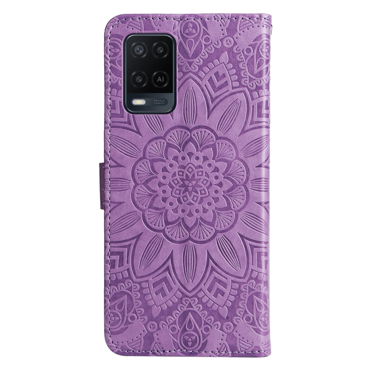 For OPPO A54 4G / A16 / A16s / A55 4G Embossed Sunflower Leather Phone Case