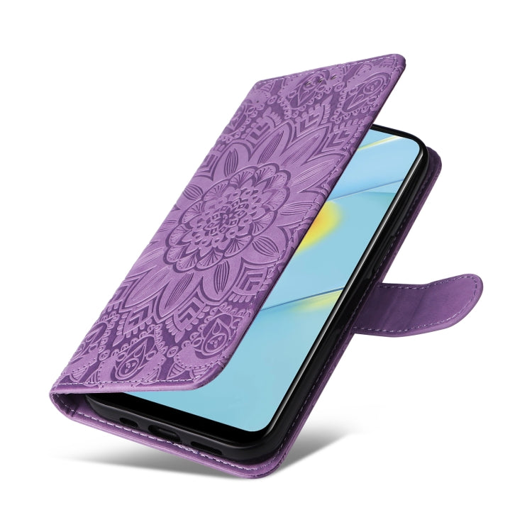 For OPPO A54 4G / A16 / A16s / A55 4G Embossed Sunflower Leather Phone Case