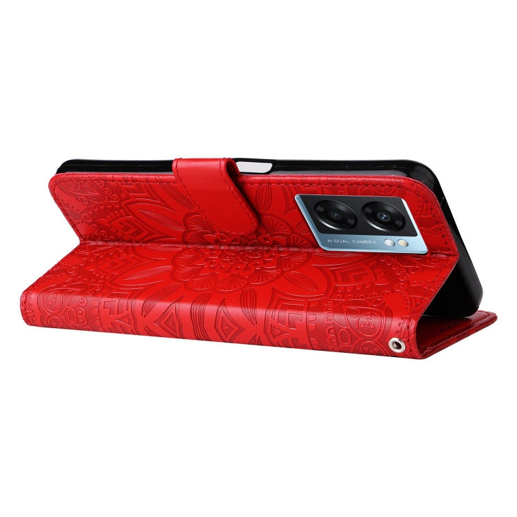 For OPPO A57 5G / Realme V23 Embossed Sunflower Leather Phone Case