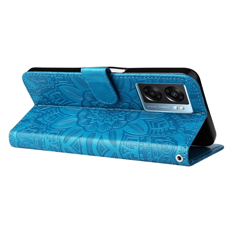 For OPPO A57 5G / Realme V23 Embossed Sunflower Leather Phone Case