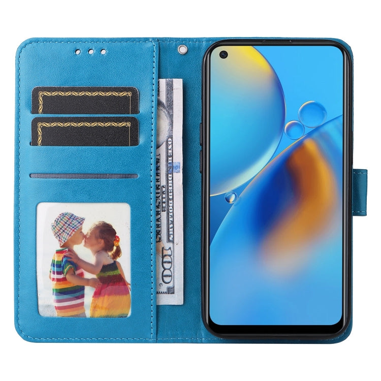 For OPPO A74 4G / F19 4G / A95 4G Embossed Sunflower Leather Phone Case