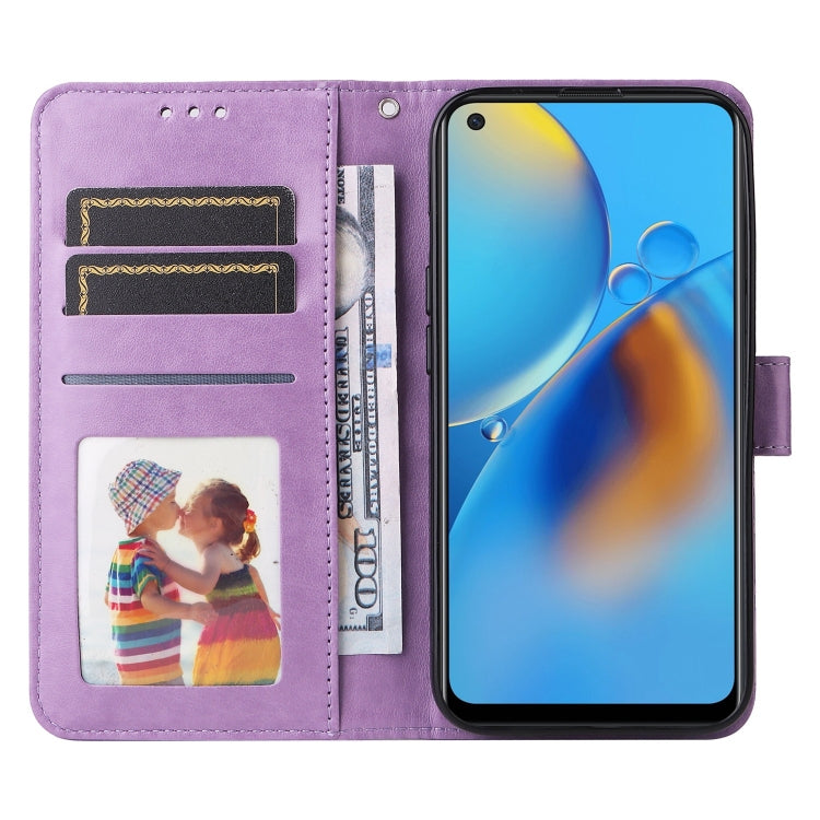 For OPPO A74 4G / F19 4G / A95 4G Embossed Sunflower Leather Phone Case