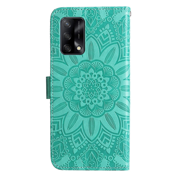 For OPPO A74 4G / F19 4G / A95 4G Embossed Sunflower Leather Phone Case