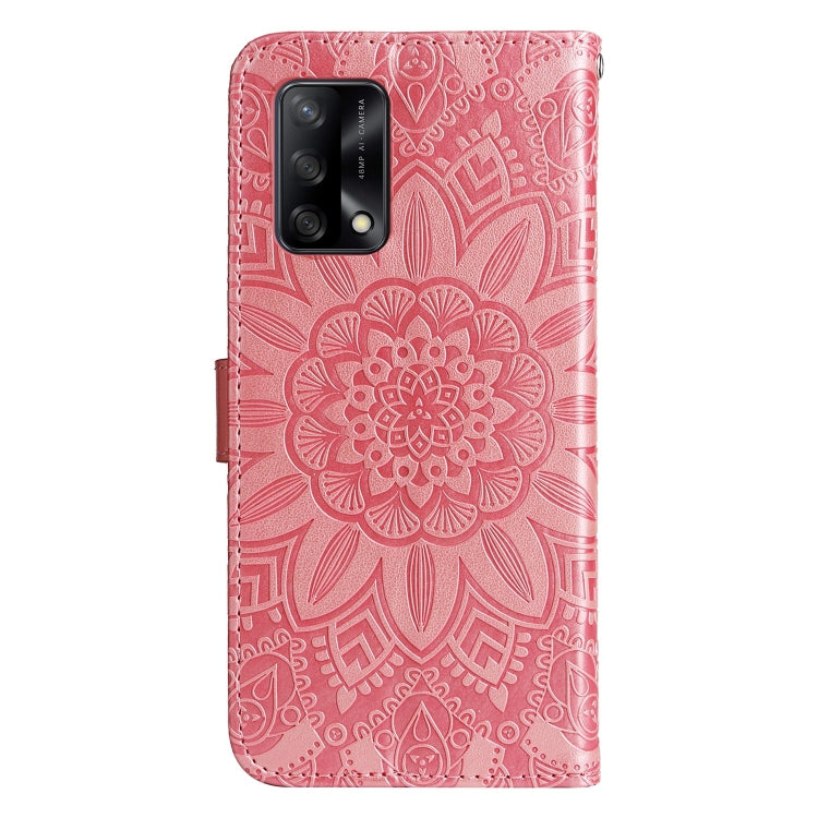For OPPO A74 4G / F19 4G / A95 4G Embossed Sunflower Leather Phone Case