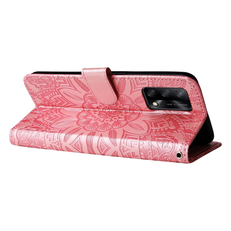 For OPPO A74 4G / F19 4G / A95 4G Embossed Sunflower Leather Phone Case