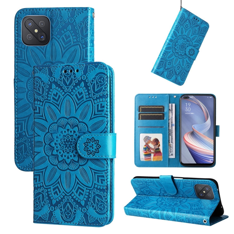 For OPPO A92s / Reno4 Z / A53 5G Embossed Sunflower Leather Phone Case