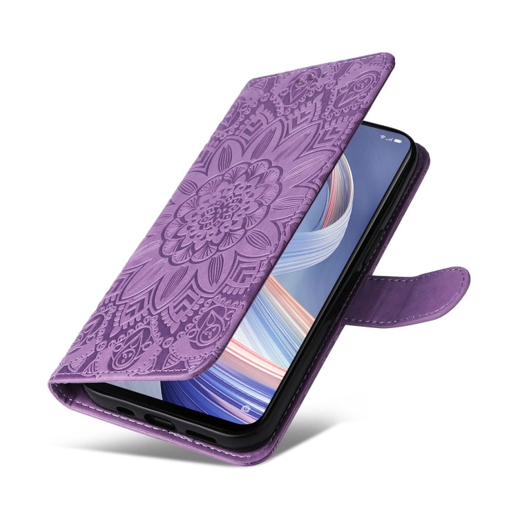 For OPPO A92s / Reno4 Z / A53 5G Embossed Sunflower Leather Phone Case