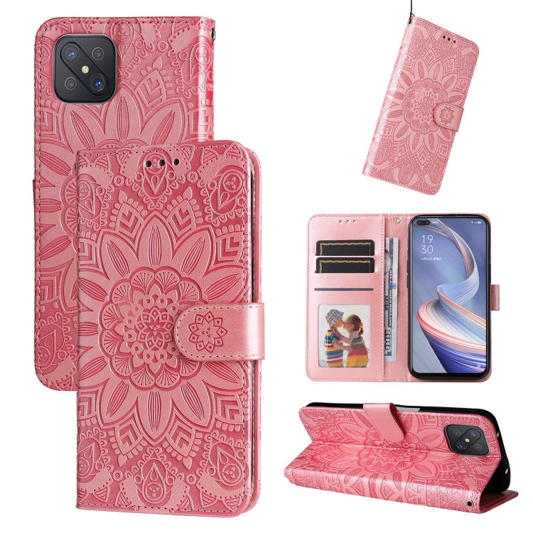For OPPO A92s / Reno4 Z / A53 5G Embossed Sunflower Leather Phone Case