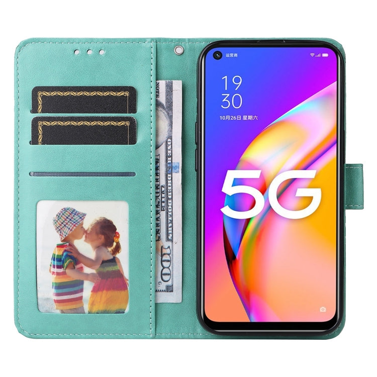 For OPPO A74 5G / A54 5G Embossed Sunflower Leather Phone Case