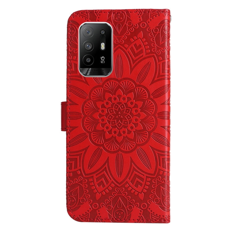 For OPPO A94 5G / A95 5G / F19 Pro+ Embossed Sunflower Leather Phone Case