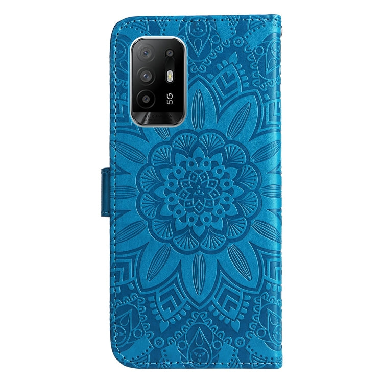 For OPPO A94 5G / A95 5G / F19 Pro+ Embossed Sunflower Leather Phone Case