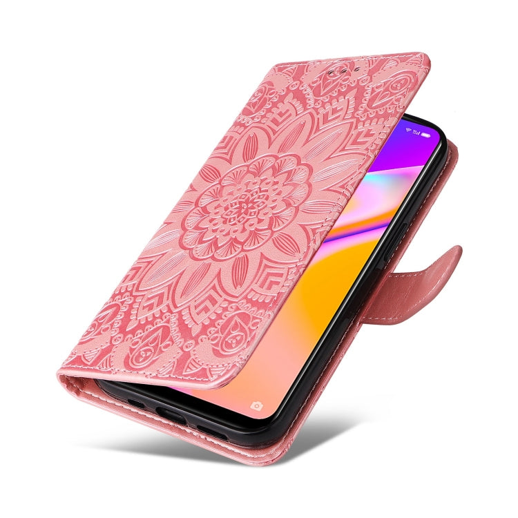 For OPPO A94 5G / A95 5G / F19 Pro+ Embossed Sunflower Leather Phone Case