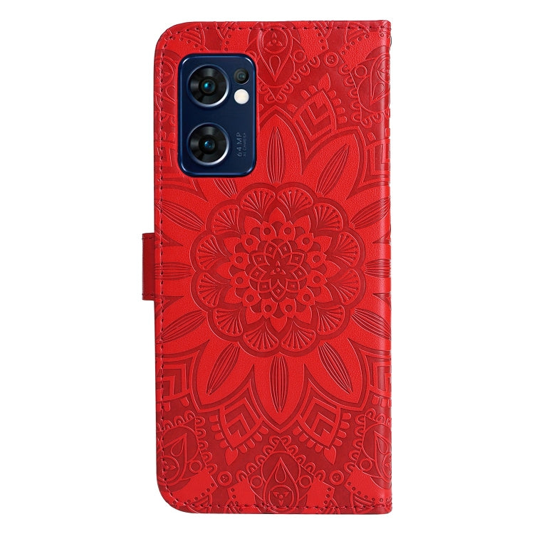 For OPPO Find X5 Lite / Reno7 5G Global Embossed Sunflower Leather Phone Case