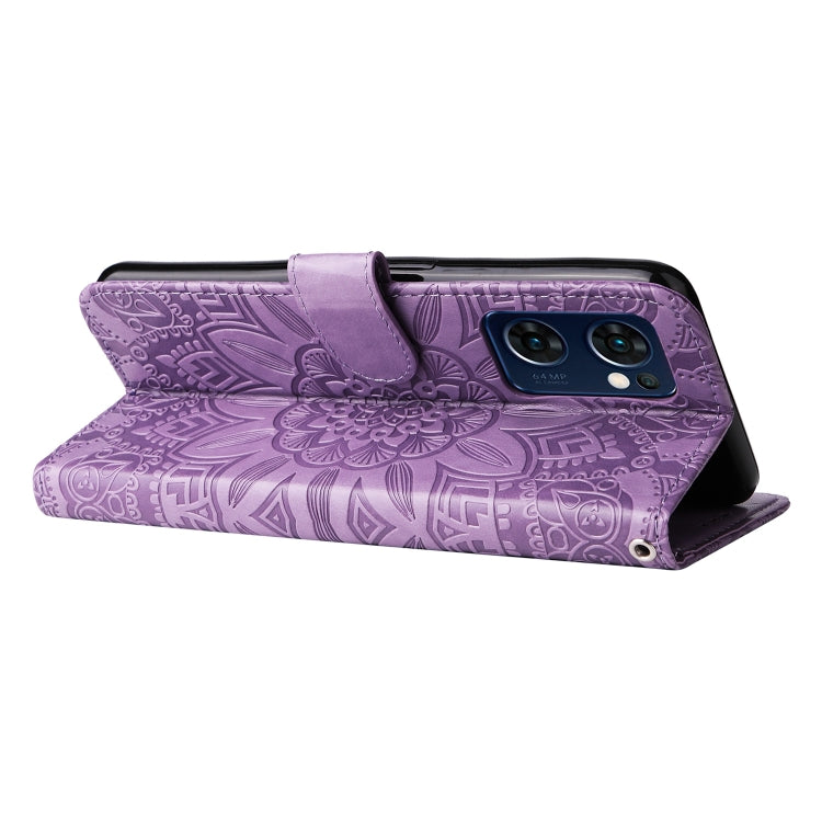 For OPPO Find X5 Lite / Reno7 5G Global Embossed Sunflower Leather Phone Case