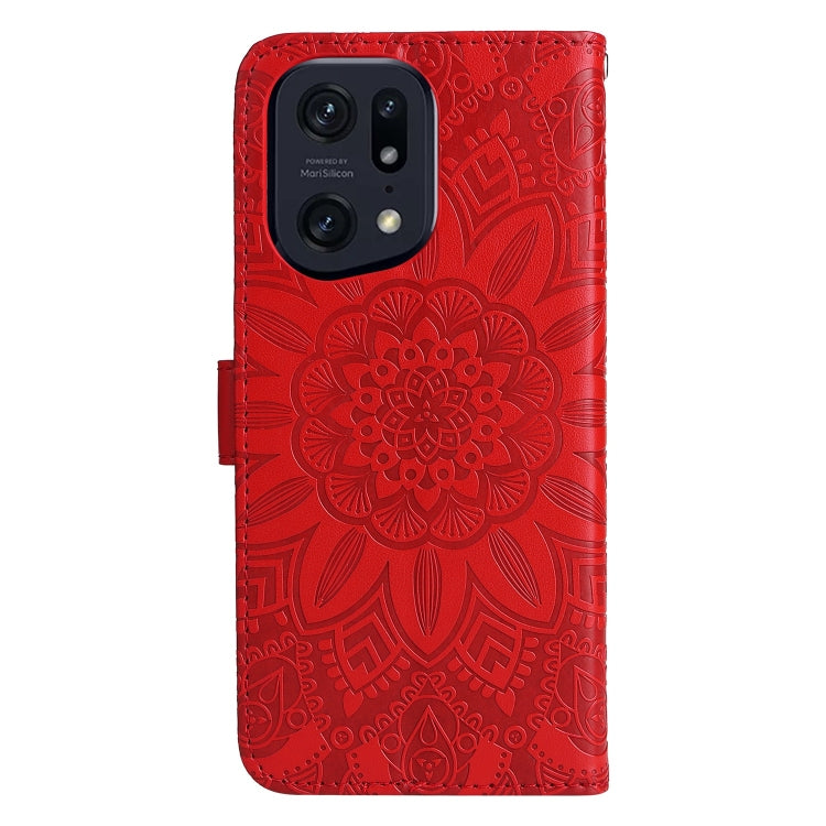 For OPPO Find X5 Embossed Sunflower Leather Phone Case