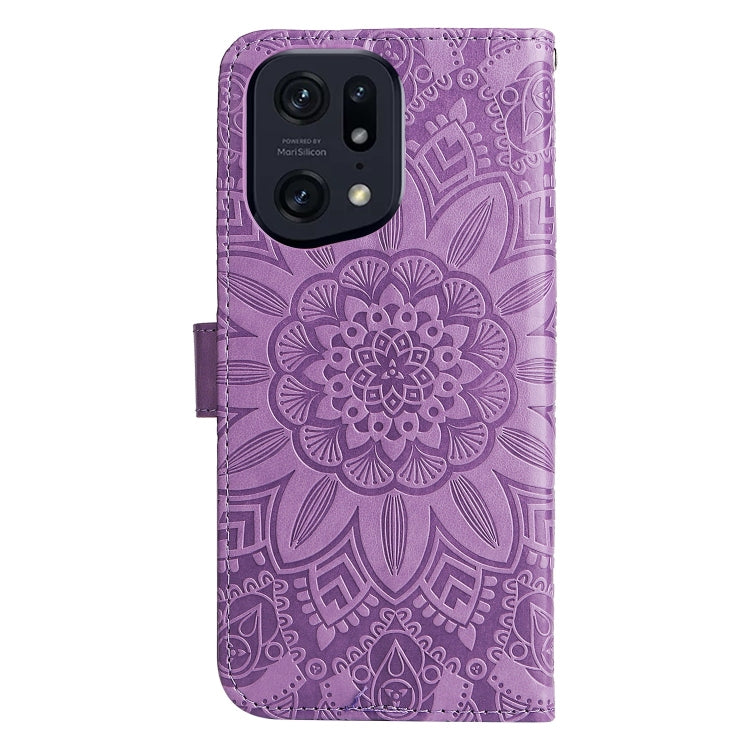 For OPPO Find X5 Embossed Sunflower Leather Phone Case