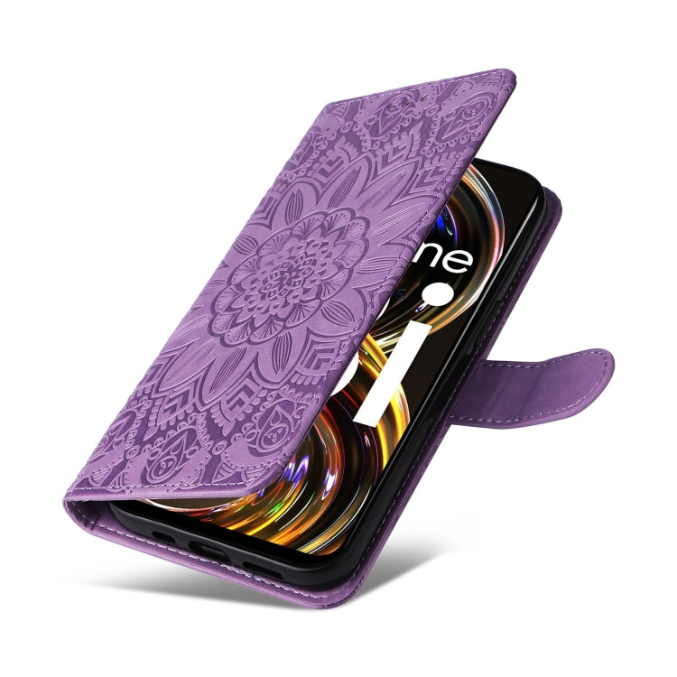 For OPPO Realme 8 4G / 8 Pro Embossed Sunflower Leather Phone Case