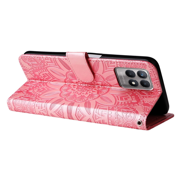 For OPPO Realme 8 4G / 8 Pro Embossed Sunflower Leather Phone Case