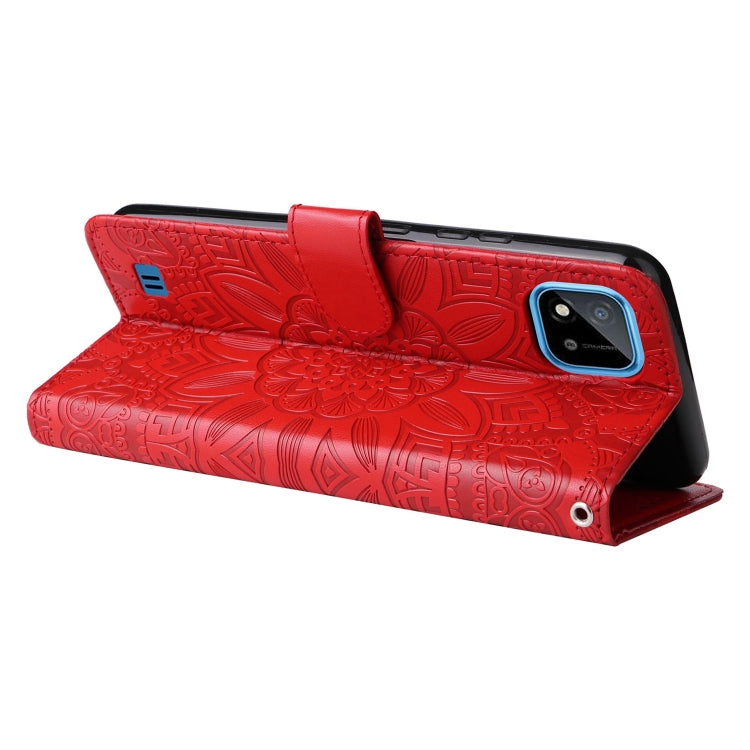 For OPPO Realme C11 2021 / C20 Embossed Sunflower Leather Phone Case