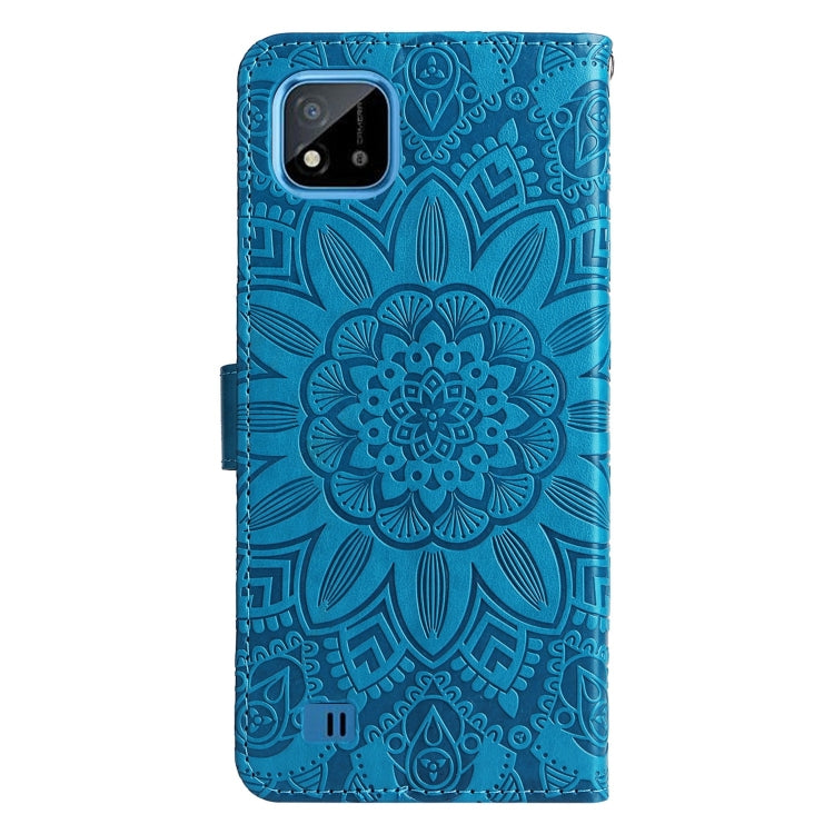 For OPPO Realme C11 2021 / C20 Embossed Sunflower Leather Phone Case