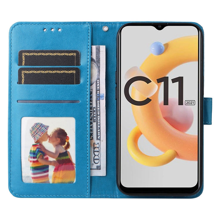 For OPPO Realme C11 2021 / C20 Embossed Sunflower Leather Phone Case