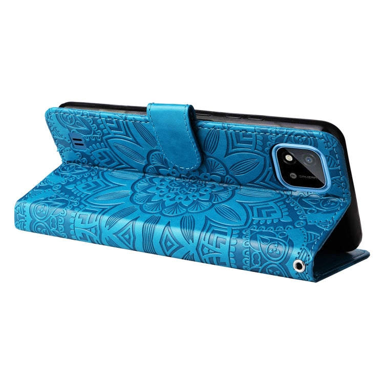 For OPPO Realme C11 2021 / C20 Embossed Sunflower Leather Phone Case