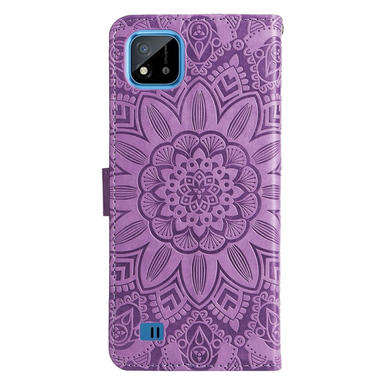 For OPPO Realme C11 2021 / C20 Embossed Sunflower Leather Phone Case