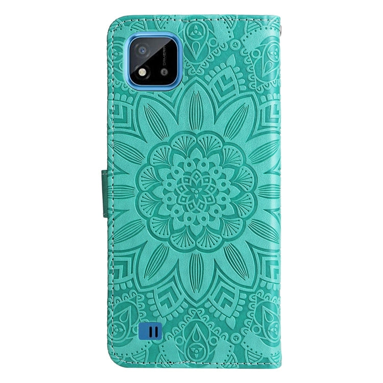 For OPPO Realme C11 2021 / C20 Embossed Sunflower Leather Phone Case