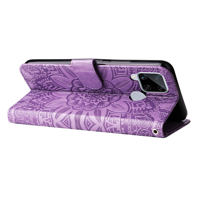 For OPPO Realme C15 / C12 / C25 Embossed Sunflower Leather Phone Case