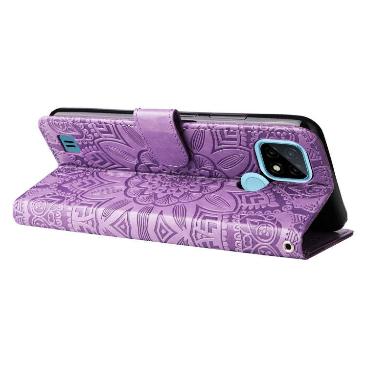 For OPPO Realme C21 / C21Y Embossed Sunflower Leather Phone Case