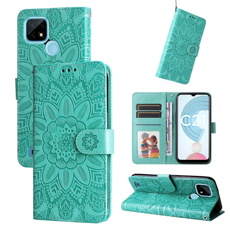 For OPPO Realme C21 / C21Y Embossed Sunflower Leather Phone Case