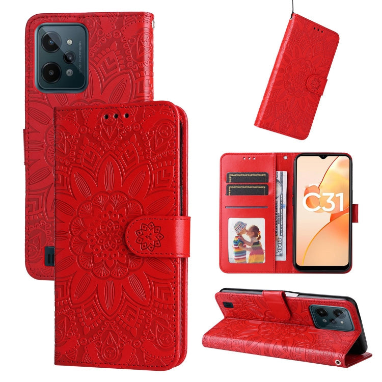 For OPPO Realme C31 Embossed Sunflower Leather Phone Case
