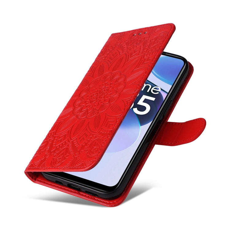 For OPPO Realme C35 4G / Narzo 50A Prime Embossed Sunflower Leather Phone Case