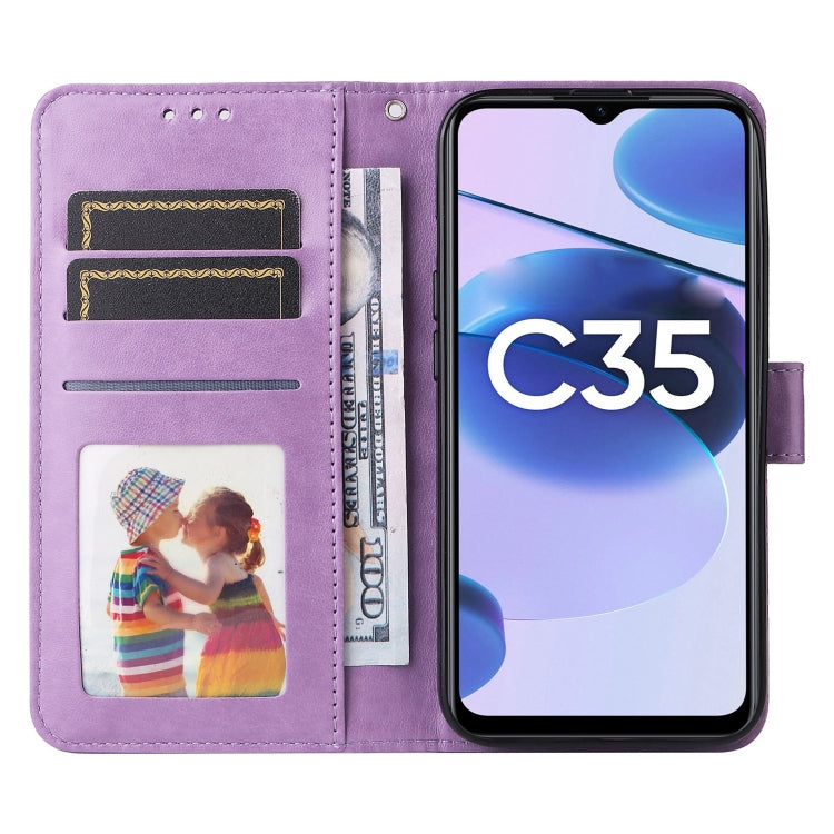 For OPPO Realme C35 4G / Narzo 50A Prime Embossed Sunflower Leather Phone Case