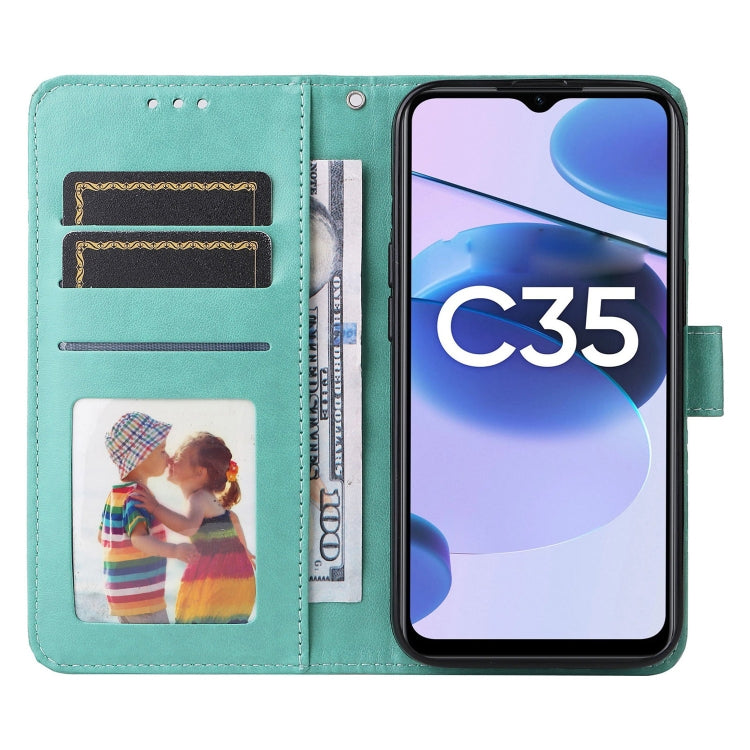 For OPPO Realme C35 4G / Narzo 50A Prime Embossed Sunflower Leather Phone Case