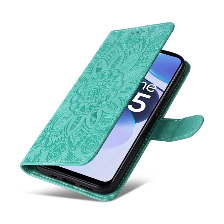 For OPPO Realme C35 4G / Narzo 50A Prime Embossed Sunflower Leather Phone Case