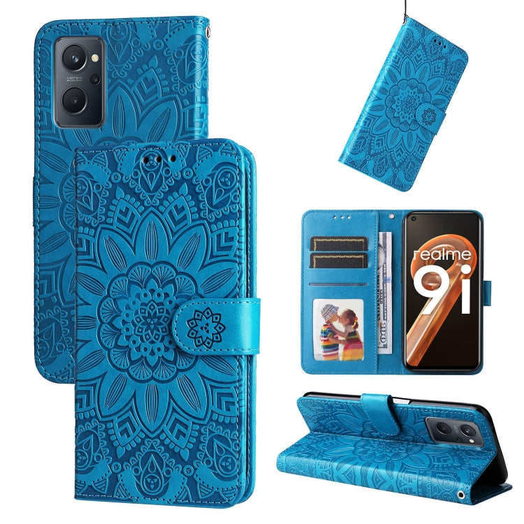 For OPPO Realme 9i / A36 4G / A76 4G Embossed Sunflower Leather Phone Case