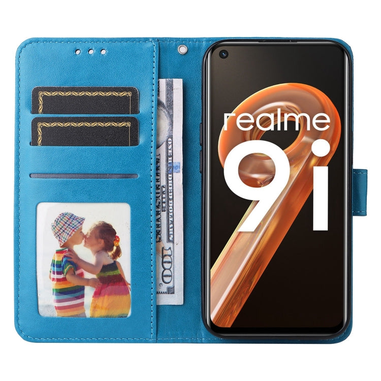 For OPPO Realme 9i / A36 4G / A76 4G Embossed Sunflower Leather Phone Case