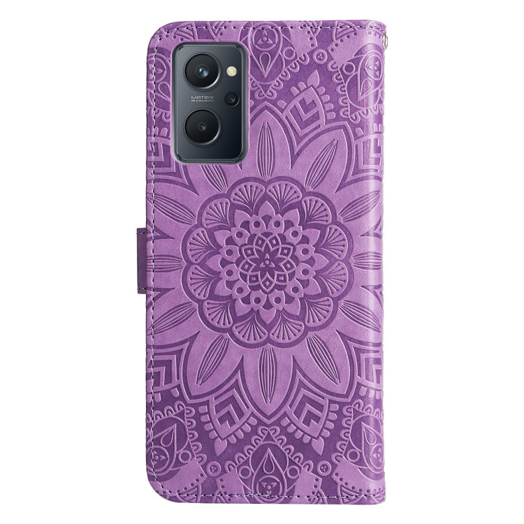 For OPPO Realme 9i / A36 4G / A76 4G Embossed Sunflower Leather Phone Case