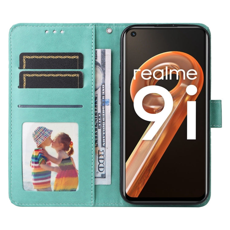 For OPPO Realme 9i / A36 4G / A76 4G Embossed Sunflower Leather Phone Case