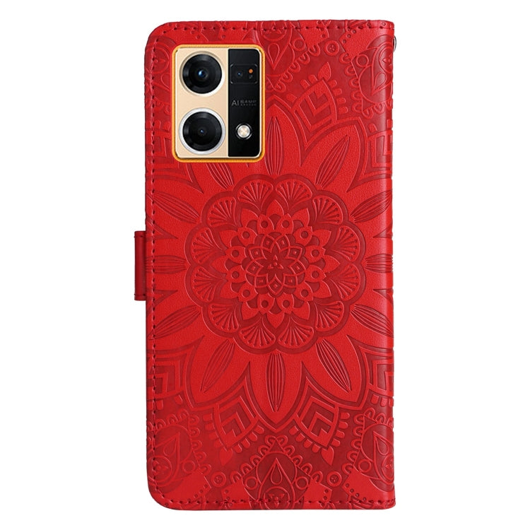 For OPPO Reno7 4G / F21 Pro Embossed Sunflower Leather Phone Case