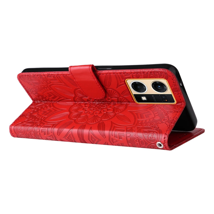 For OPPO Reno7 4G / F21 Pro Embossed Sunflower Leather Phone Case