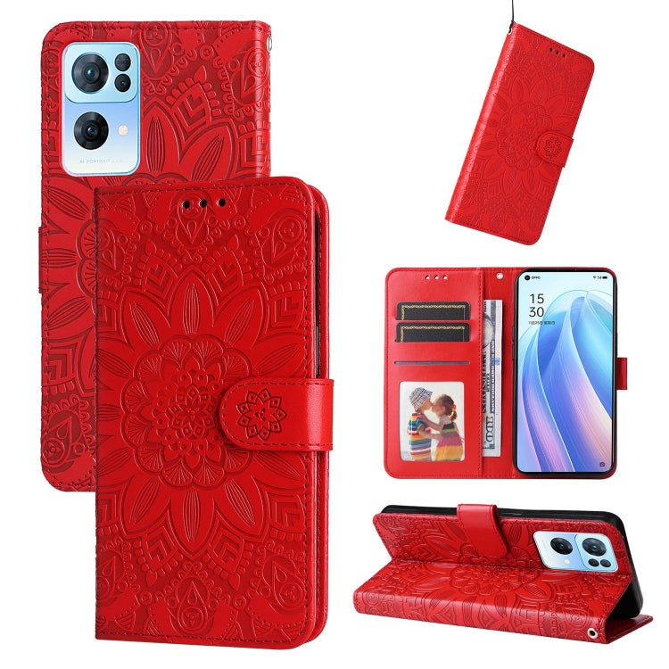For OPPO Reno7 Pro 5G Embossed Sunflower Leather Phone Case