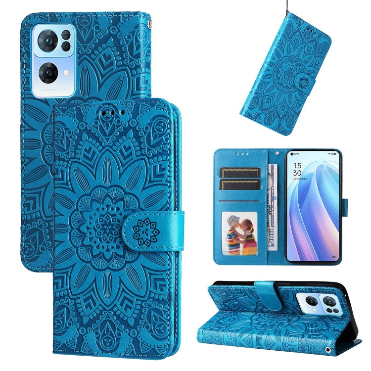 For OPPO Reno7 Pro 5G Embossed Sunflower Leather Phone Case